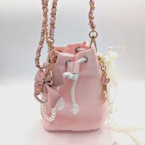 Authentic Dior Beauty Pink Coquette Bucket Relic| Pearl Bow Chain Mini Bag | Y2K